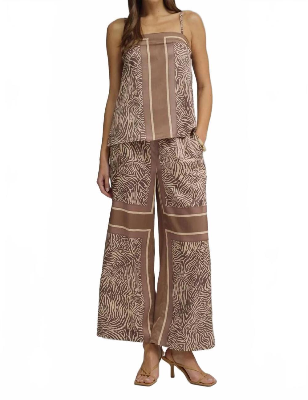 NEW ENTRO women's wild side tank top in brown